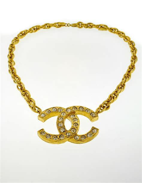 chanel vintage diamond cc necklace|authentic Vintage Chanel jewelry.